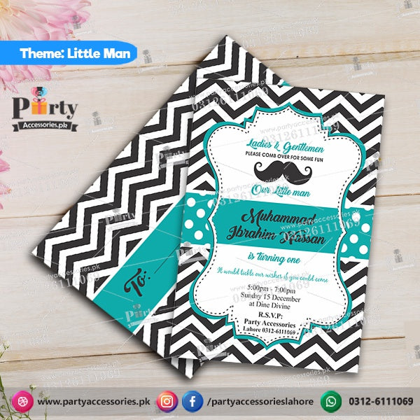 Customized Little Man theme Party Invitation Cards