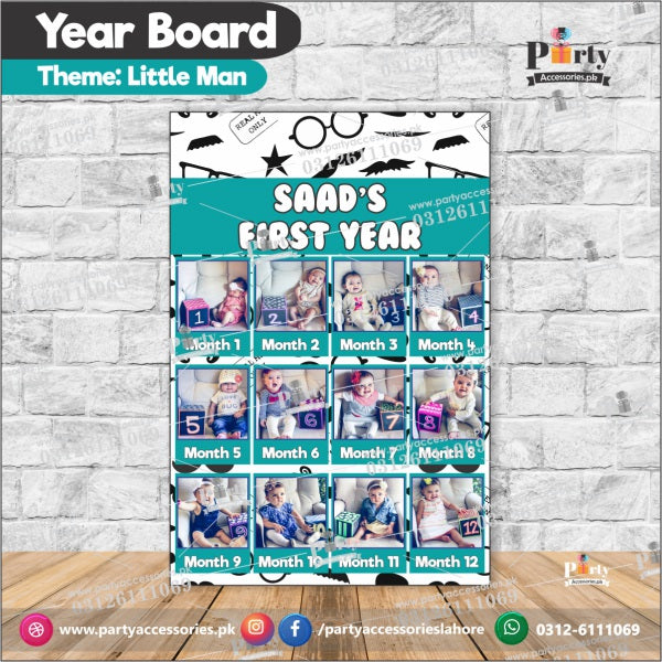 Customized Month wise year Picture board in Little Man theme (year board)