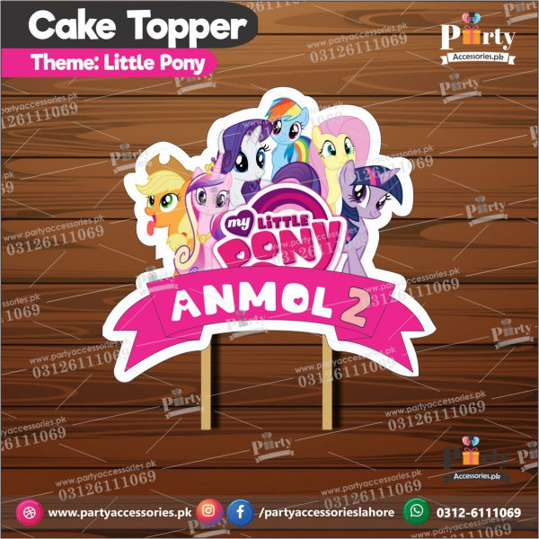 Customized card cake topper for birthday in Little Pony theme