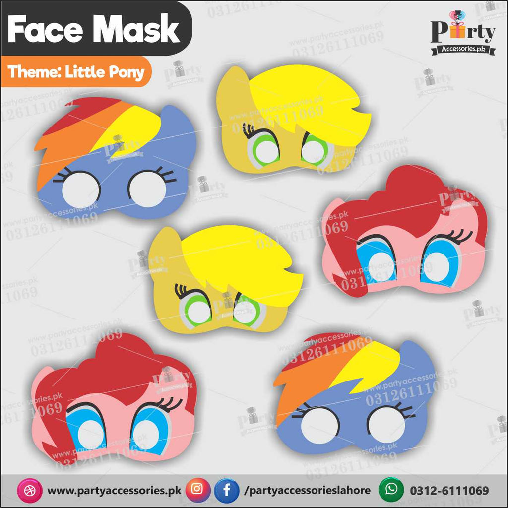 Little Pony theme face masks for Birthday parties.