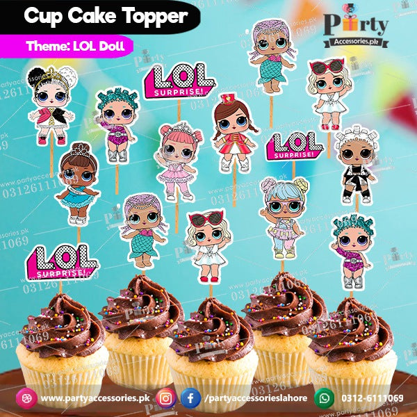 LOL Doll theme birthday cupcake toppers set cutouts