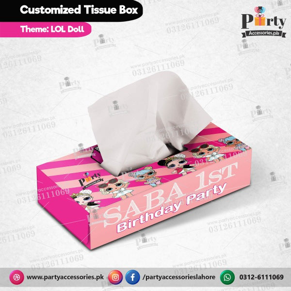 Customized Tissue Box in lol doll theme birthday table Decor