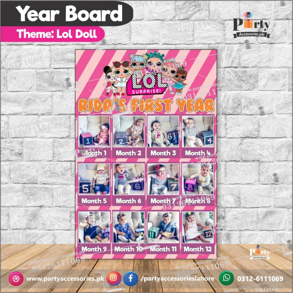 Customized Month wise year Picture board in lol doll theme (year board)