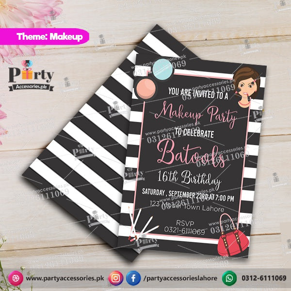 Customized Make up theme Party Invitation Cards