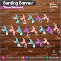 Customized Mermaid theme Birthday bunting Banner cutout tail shape