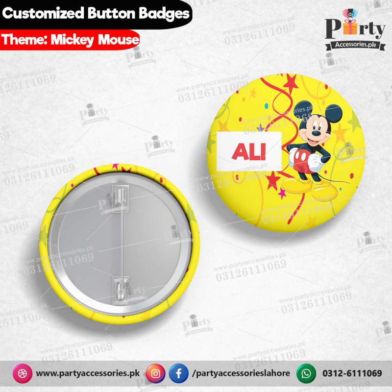 Mickey mouse birthday theme Customized button badge