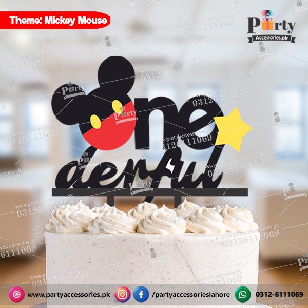 Mickey Mouse theme Customized wooden cake topper