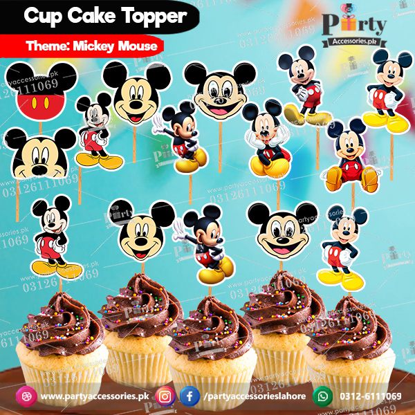 Mickey Mouse theme birthday cupcake toppers set cutouts