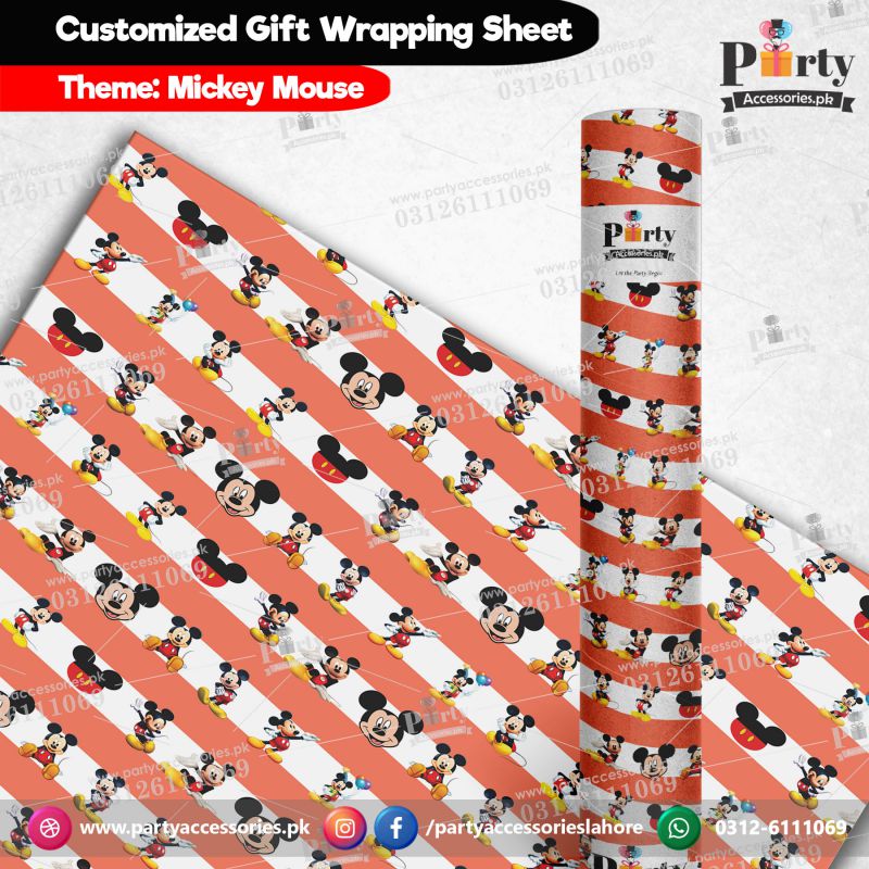 Gift wrapping sheets for Mickey Mouse theme birthday party