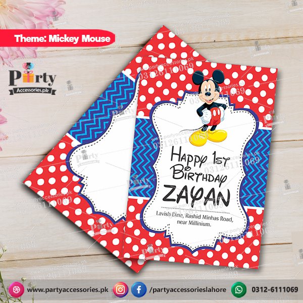 Customized Mickey Mouse theme Party Invitation Cards