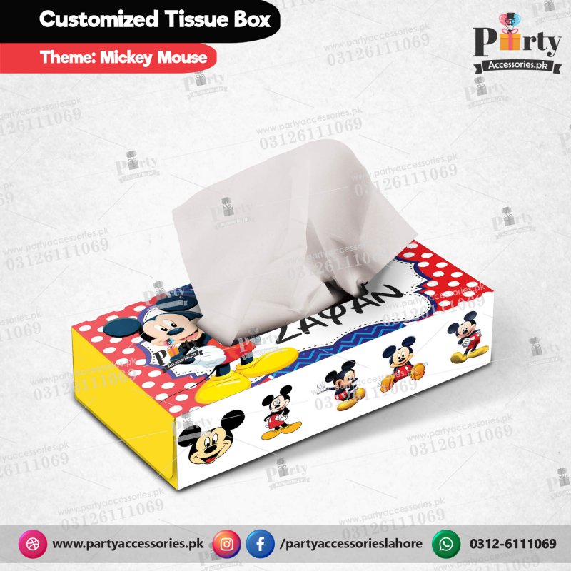 Customized Tissue Box in Mickey Mouse theme birthday table Decor