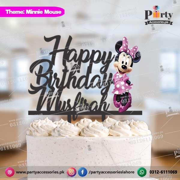 Minnie mouse theme Customized wooden cake topper