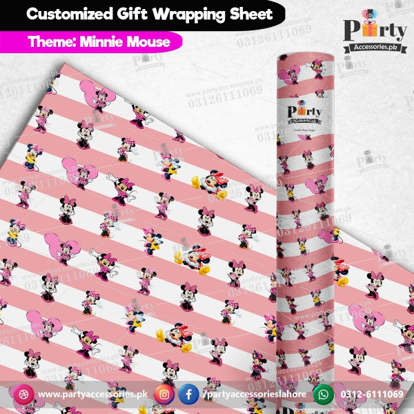 Gift wrapping sheets for Minnie Mouse theme birthday party