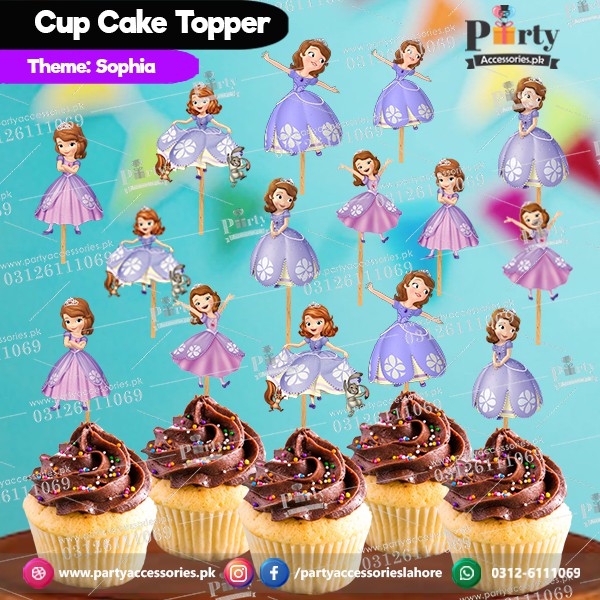 Sofia the First theme customized birthday cupcake toppers set