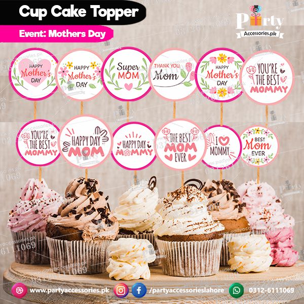 Happy Mother's Day Customized Birthday Cupcake Toppers Set