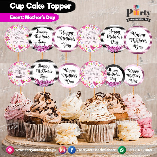 Happy Mother's Day Customized Birthday Cupcake Toppers Set