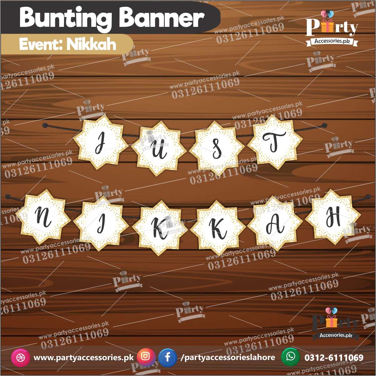 Nikkah Mubarak JUST NIKKAH wall banner