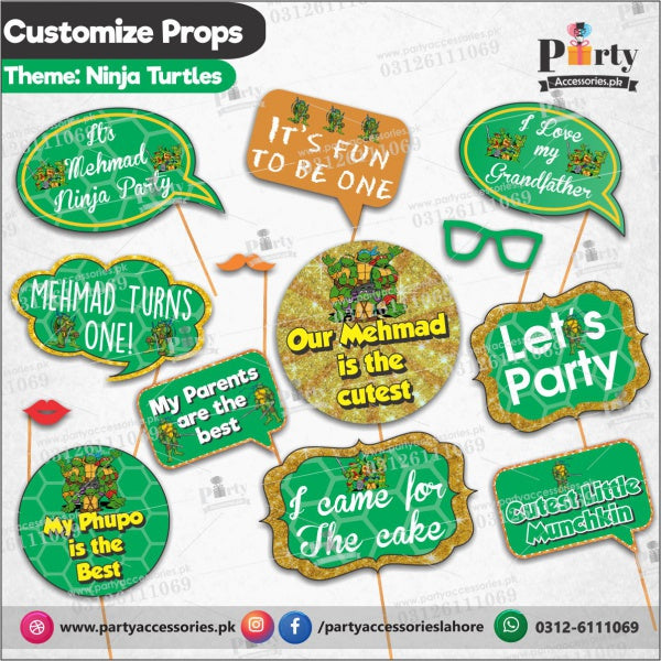 Customized props set for Turtles theme birthday party