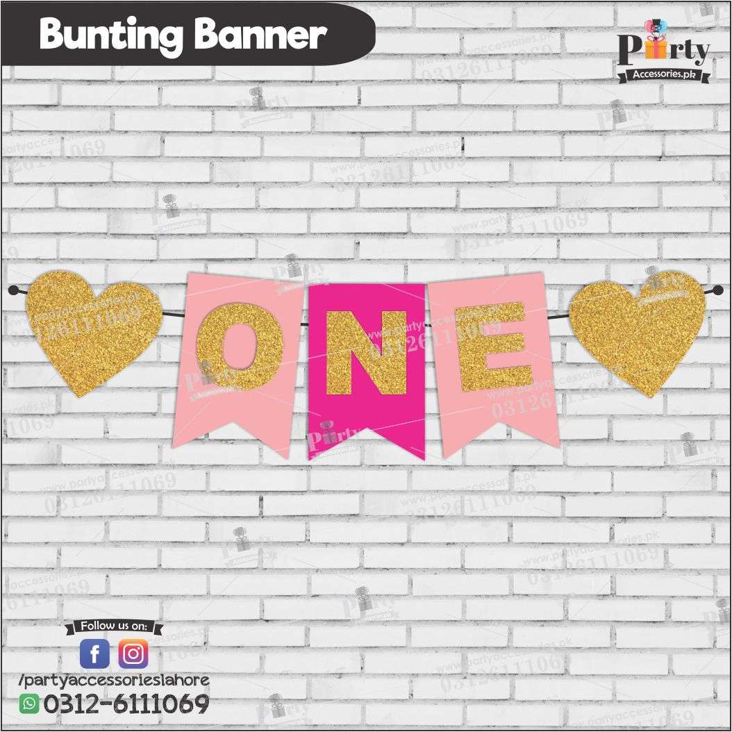 First birthday bunting banner ONE banner for wall decoration
