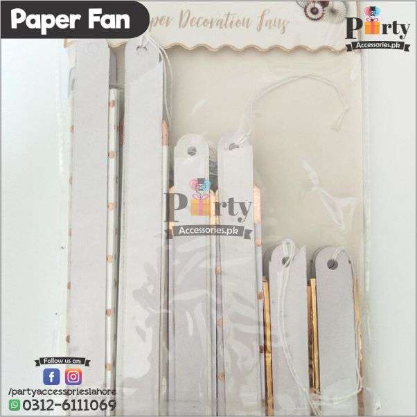 Paper Fan Wall decoration set of 6 pcs copper gold rose gold