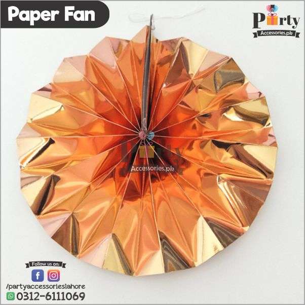 Paper Fan Wall decoration set of 6 pcs copper gold rose gold