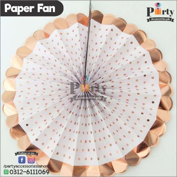 Paper Fan Wall decoration set of 6 pcs copper gold rose gold