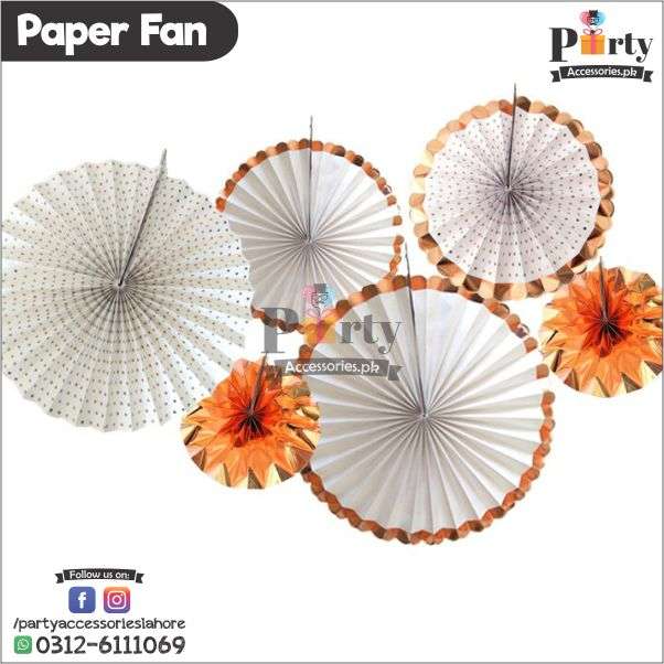 Paper Fan Wall decoration set of 6 pcs copper gold rose gold