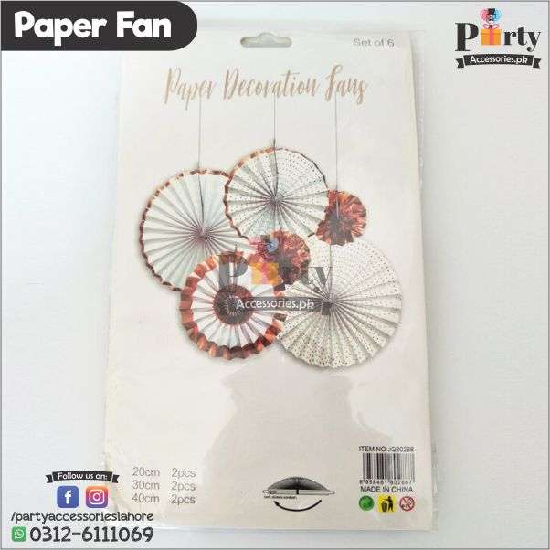 Paper Fan Wall decoration set of 6 pcs copper gold rose gold