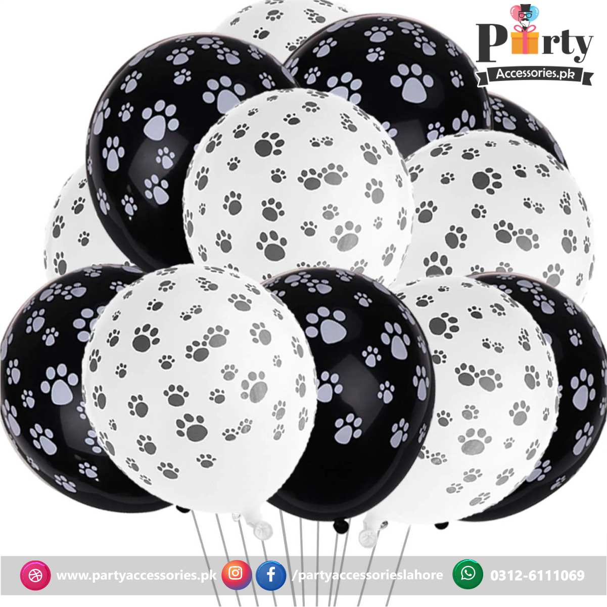 paw printed latex balloons