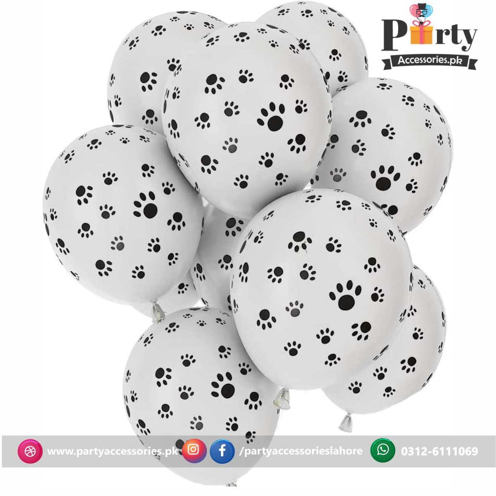 paw printed latex balloons white 