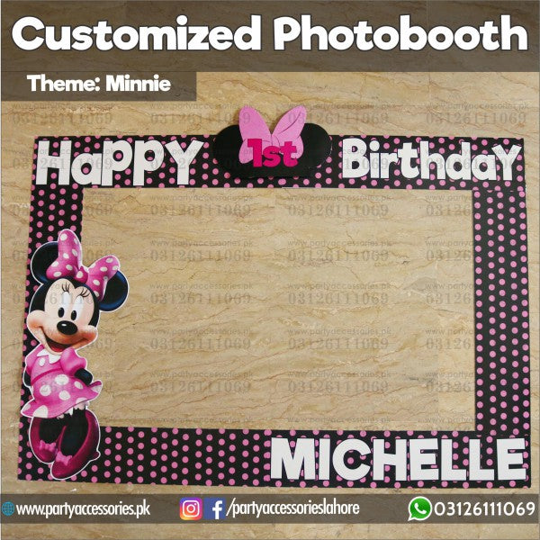 Customized Photo Booth / selfie frame for Minnie Mouse theme party