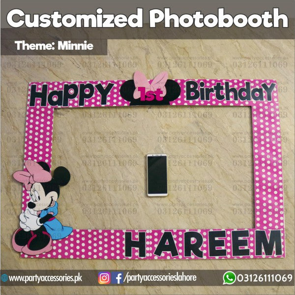 Customized Photo Booth / selfie frame for Minnie Mouse theme party