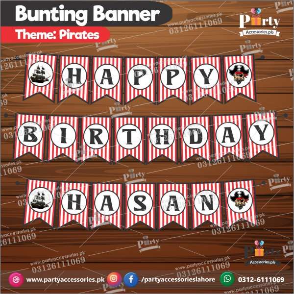 Customized The Pirates theme Birthday Bunting Banner for Birthday