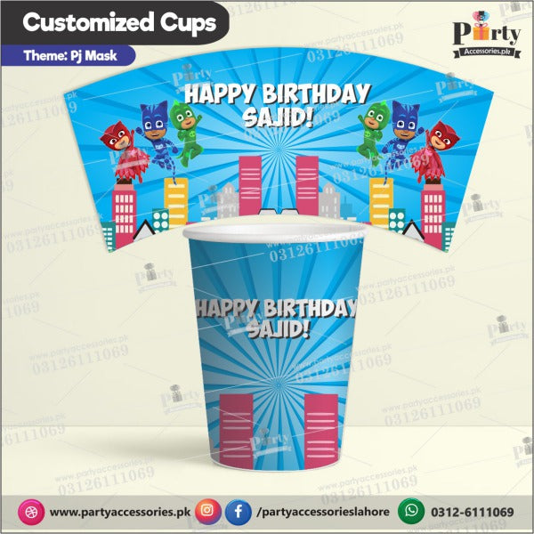 Customized disposable Paper cups in PJ Mask theme party