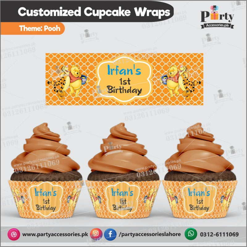 Customized Pooh theme Cupcake wraps