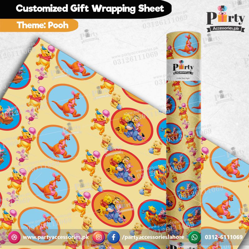 Gift wrapping sheets for Pooh theme birthday party