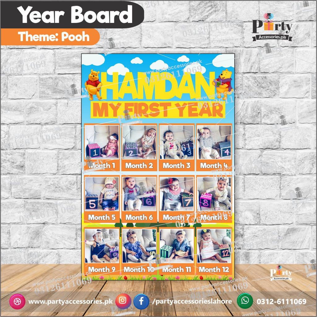 Customized Month wise year Picture board in pooh theme (year board)