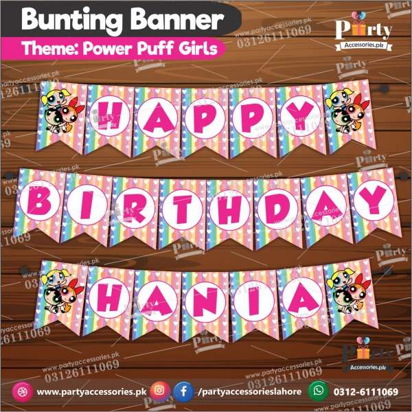 Customized Power puff Girls theme Birthday Bunting Banner