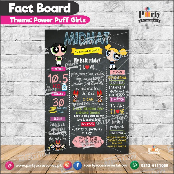 Customized The Powerpuff Girls theme first birthday Fact board / Milestone Board