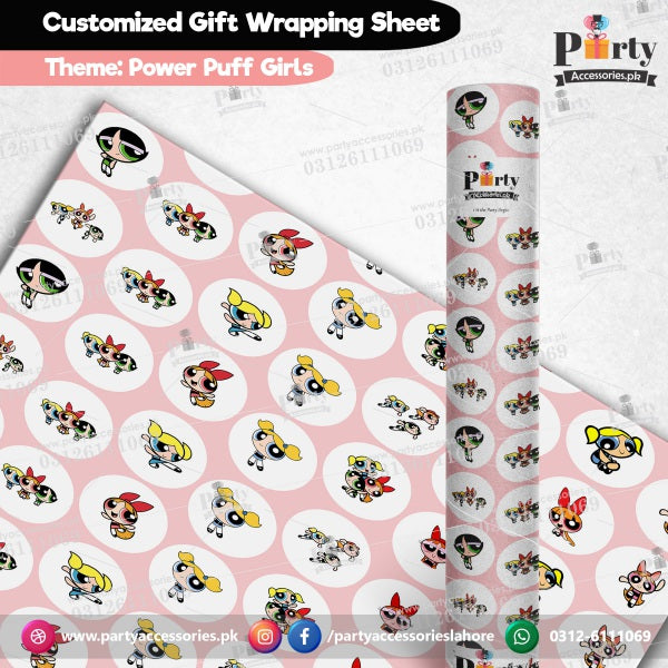 Gift wrapping sheets for The Powerpuff Girls theme birthday party