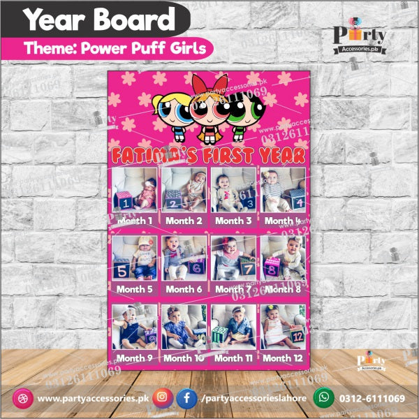 Customized Month wise year Picture board in The Powerpuff Girls theme (year board)