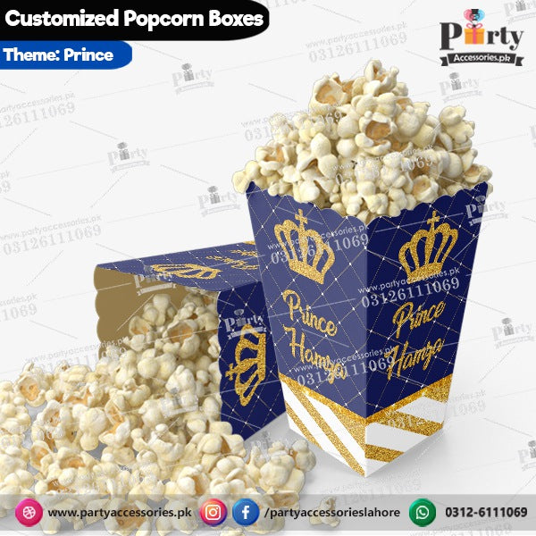 Customized Popcorn boxes for Prince theme birthday party