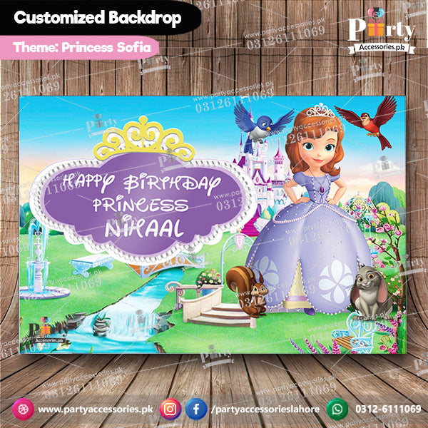 Customized Sofia the first Theme Birthday Party Backdrop