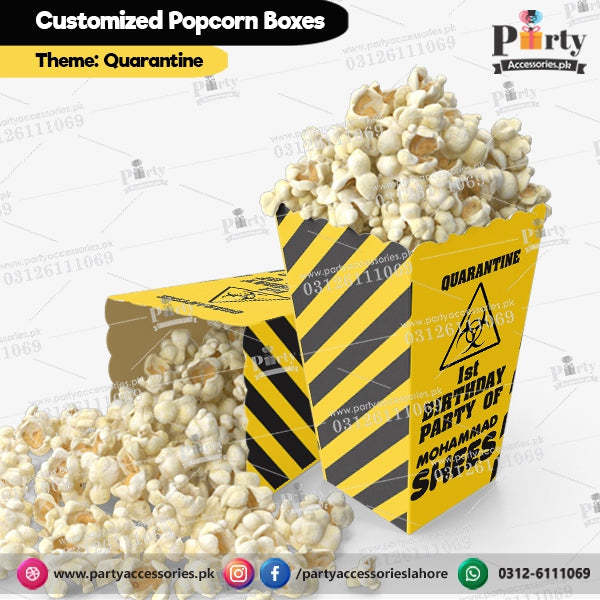 Customized Popcorn boxes for Quarantine themed birthday party