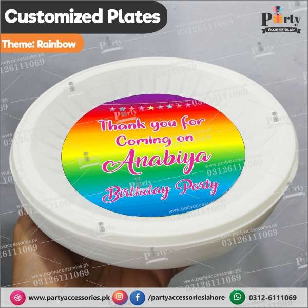 Customized disposable Paper Plates for Rainbow theme party