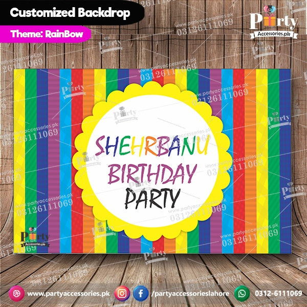 Customized Rainbow Theme Birthday Party Backdrop