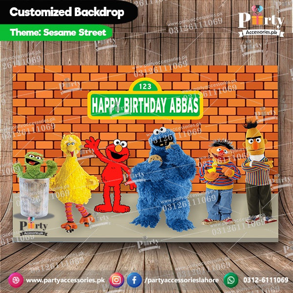 Customized Sesame Street Theme Birthday Party Backdrop