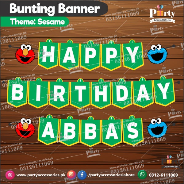 Customized Sesame Street theme Birthday Bunting Banner cutouts for Birthday