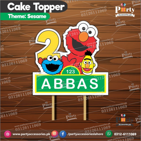 Customized card cake topper for birthday in Sesame Street theme