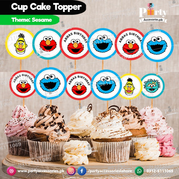 Sesame Street Theme birthday cupcake toppers set for Birthday Party